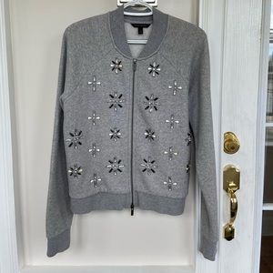 Banana Republic Embellished Zip Up Sweater